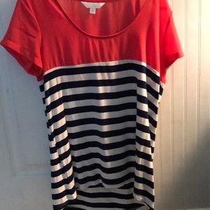 Striped shirt sleeve shirt